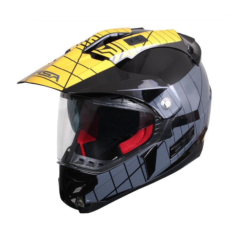 Kask Enduro z blendą przeciwsłoneczną RSA MX-01 czarno/szaro/żółty wyprzedaż