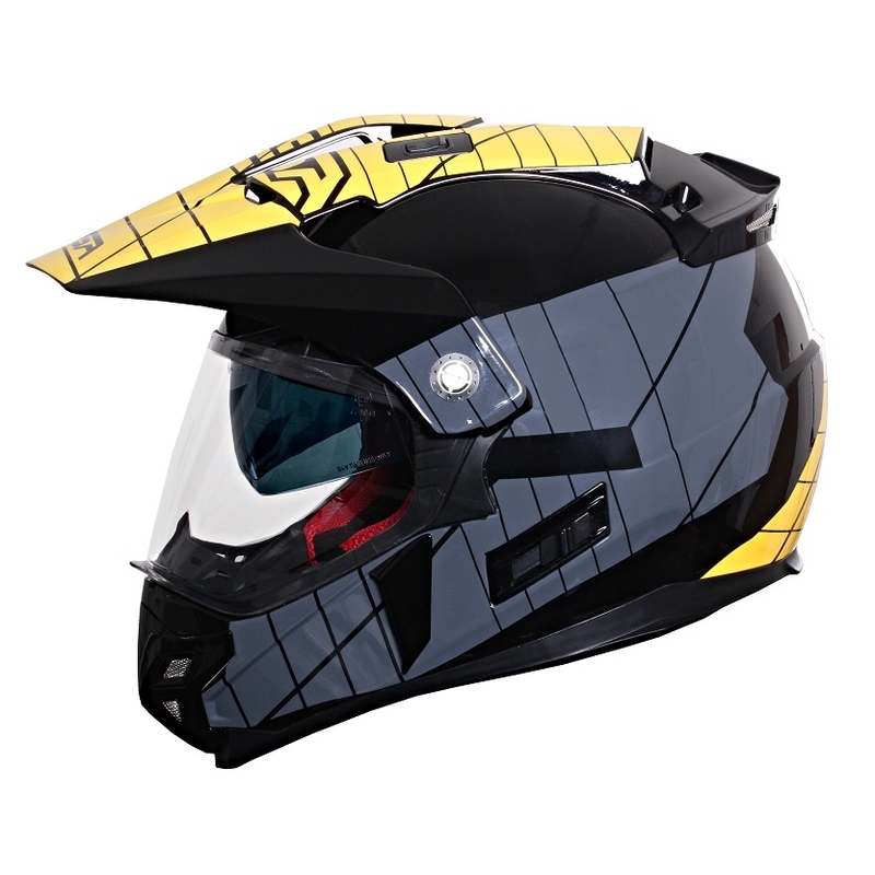 Kask Enduro z blendą przeciwsłoneczną RSA MX-01 czarno/szaro/żółty wyprzedaż