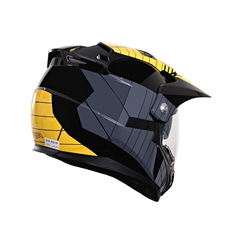 Kask Enduro z blendą przeciwsłoneczną RSA MX-01 czarno/szaro/żółty wyprzedaż