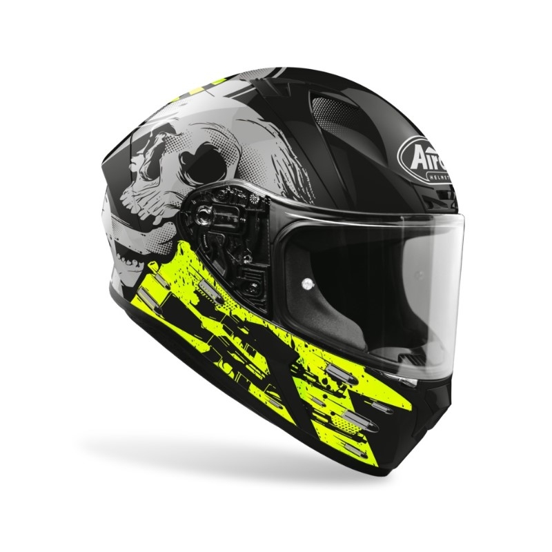 Integralny kask motocyklowy Airoh Valor Akuna biało-czarno-fluo żółty 2021