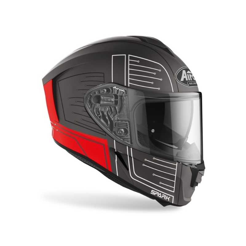 Integralny kask motocyklowy Airoh Spark Cyrcuit tytanowo-czerwony