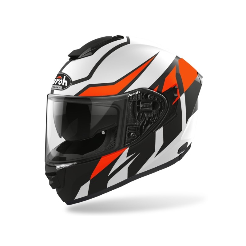 Integralny kask motocyklowy Airoh ST 501 Frost czarno-biało-pomarańczowy