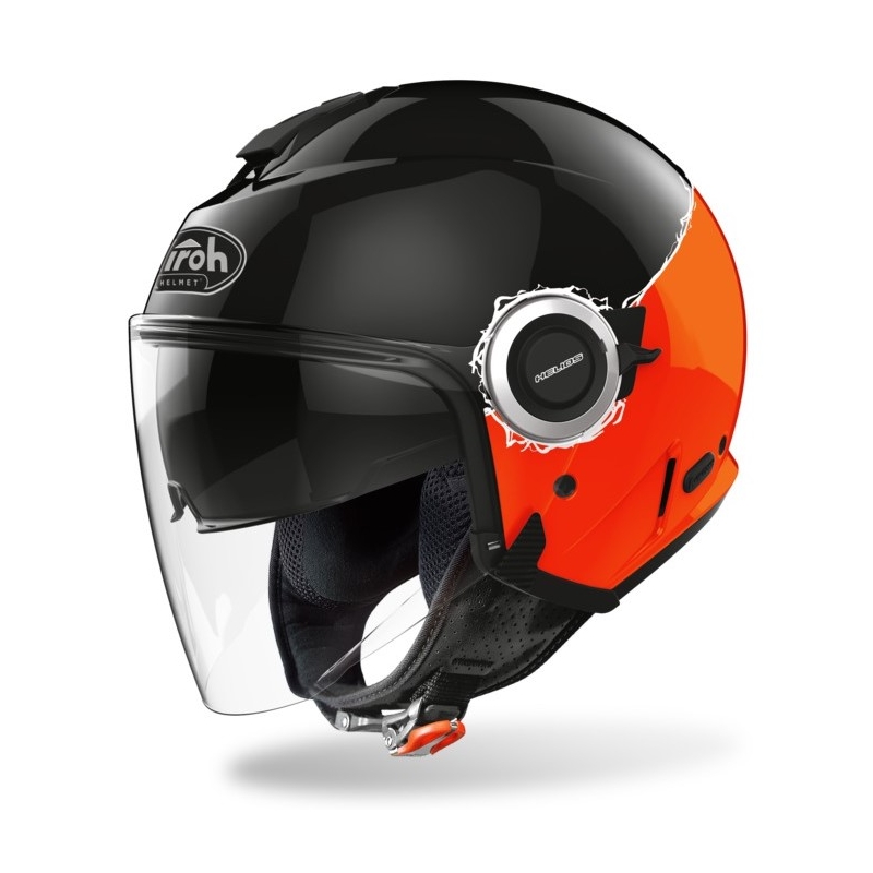 Otwarty kask motocyklowy Airoh Helios Fluo czarno-pomarańczowy