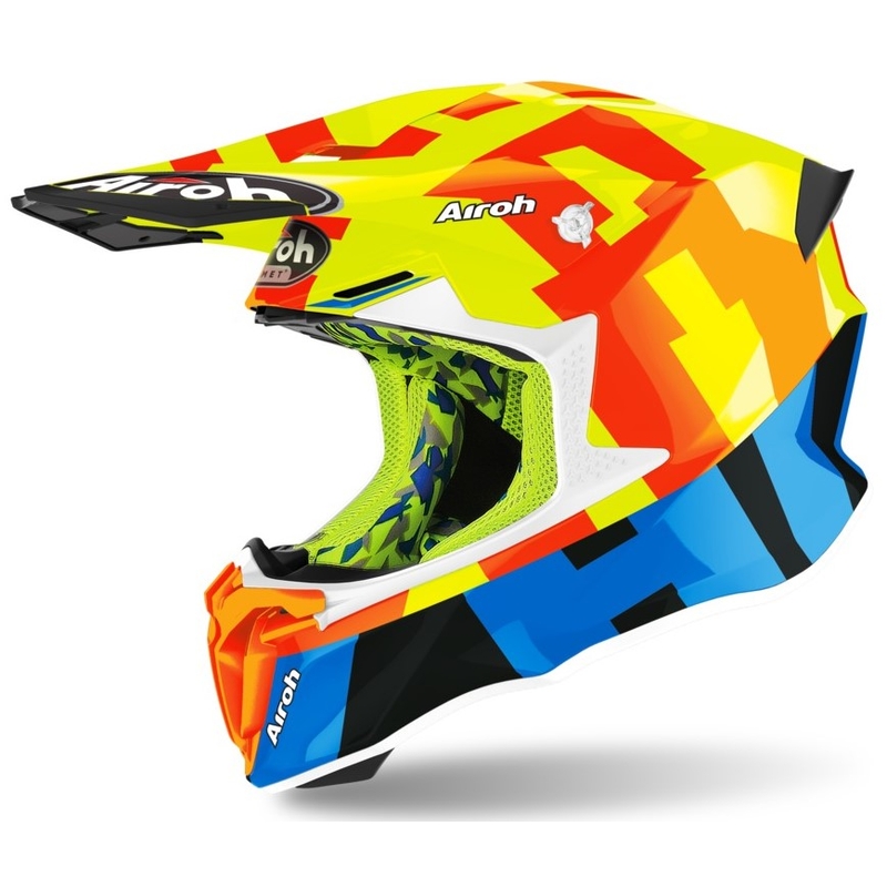 Motocrossowy kask Airoh Twist 2.0 Frame czerwono-niebiesko-fluo żółty