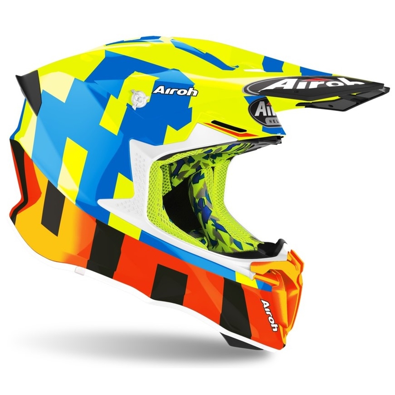 Motocrossowy kask Airoh Twist 2.0 Frame czerwono-niebiesko-fluo żółty