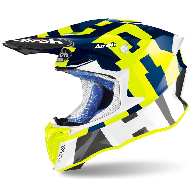 Motocrossowy kask Airoh Twist 2.0 Frame niebiesko-biało-fluo żółty