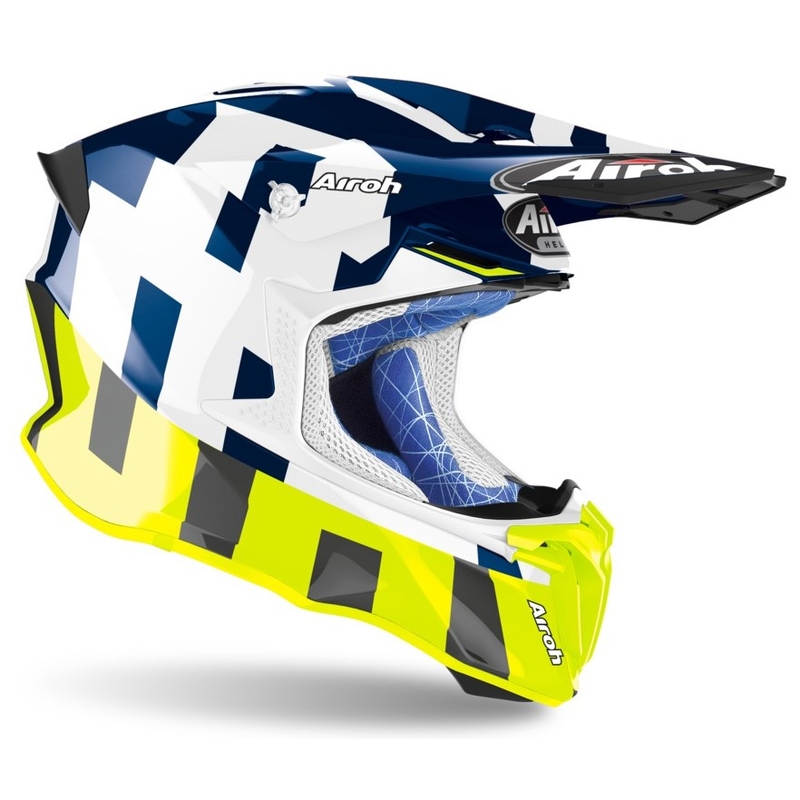 Motocrossowy kask Airoh Twist 2.0 Frame niebiesko-biało-fluo żółty