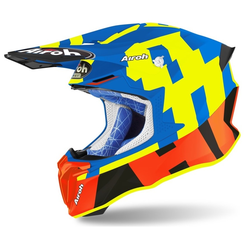 Motocrossowy kask Airoh Twist 2.0 Frame niebiesko-pomarańczowo-fluo żółty