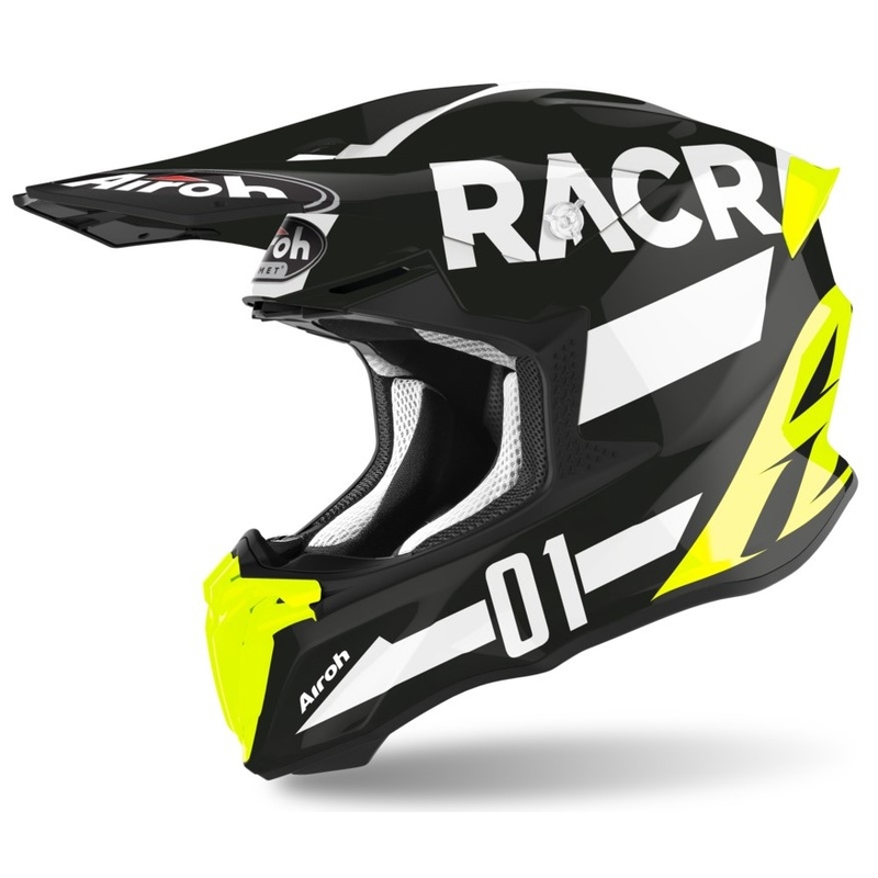 Motocrossowy kask Airoh Twist Racr czarno-biało-fluo żółty wyprzedaż