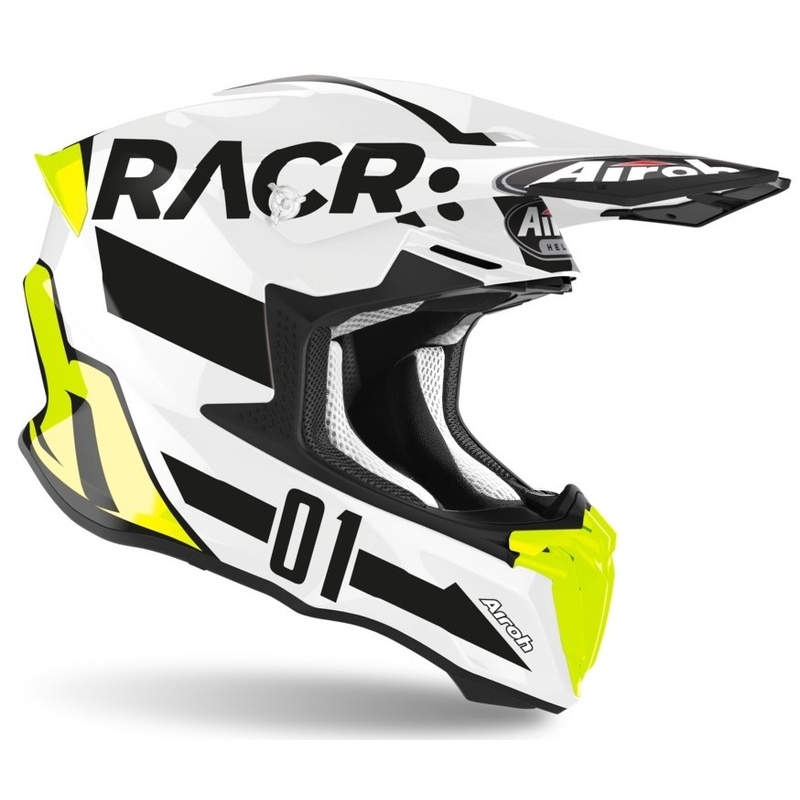 Motocrossowy kask Airoh Twist Racr czarno-biało-fluo żółty wyprzedaż