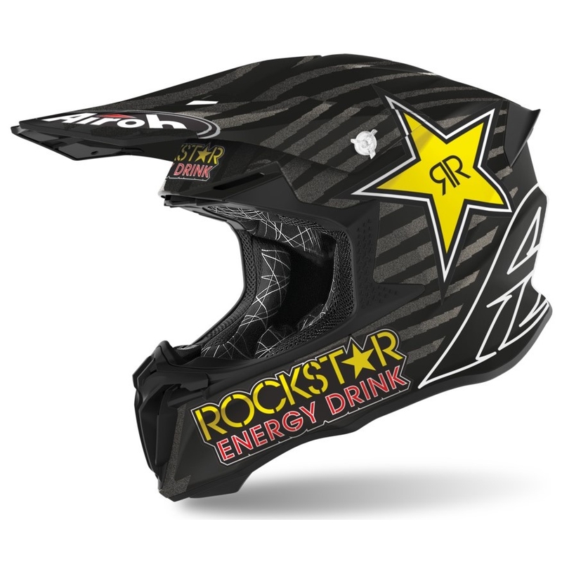 Motocrossowy kask Airoh Twist Rockstar 2021 czarno-biało-żółty wyprzedaż