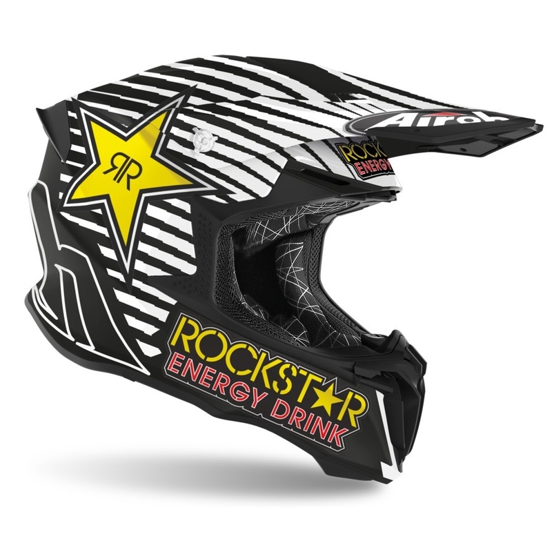 Motocrossowy kask Airoh Twist Rockstar 2021 czarno-biało-żółty wyprzedaż