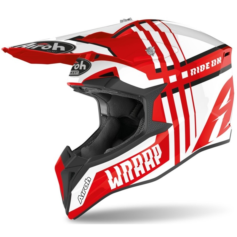 Motocrossowy kask Airoh Wraap Broken biało-czerwony