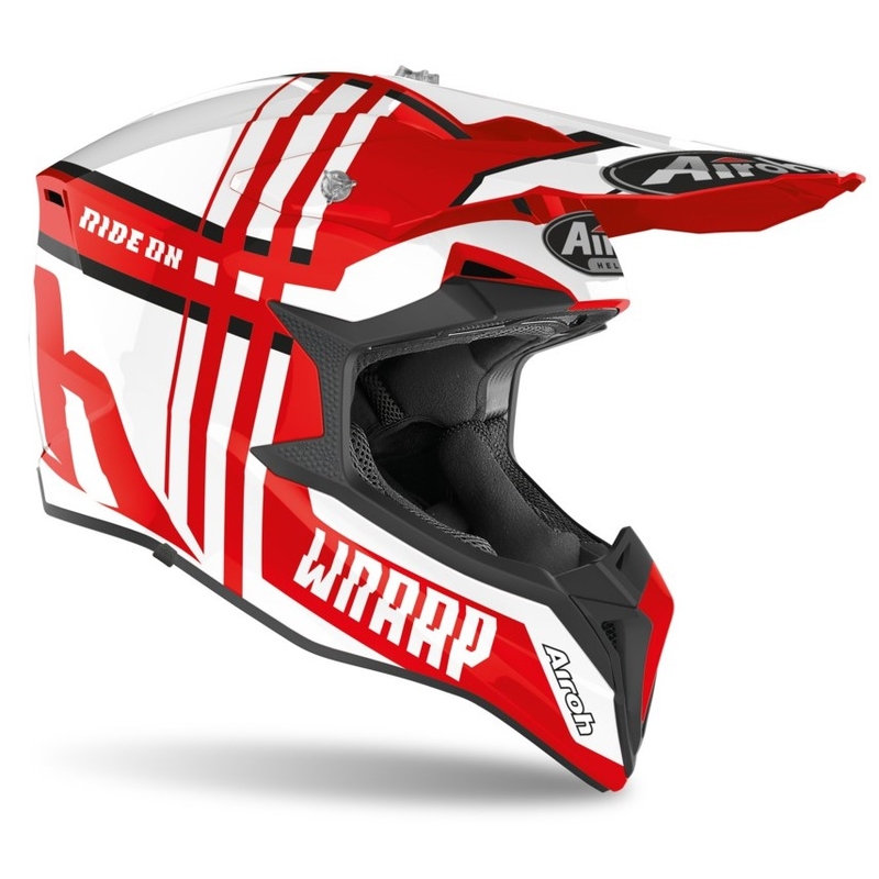 Motocrossowy kask Airoh Wraap Broken biało-czerwony