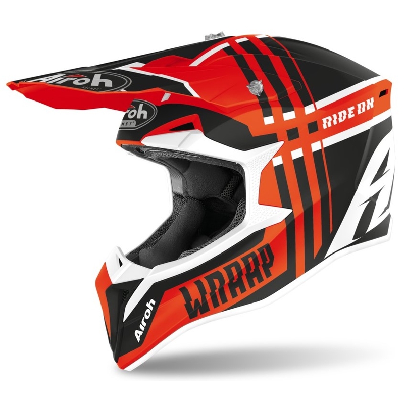 Motocrossowy kask Airoh Wraap Broken czarno-pomarańczowy