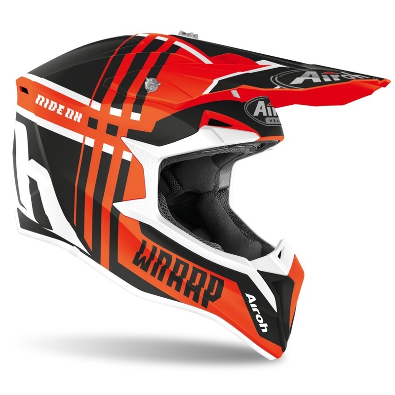 Motocrossowy kask Airoh Wraap Broken czarno-pomarańczowy