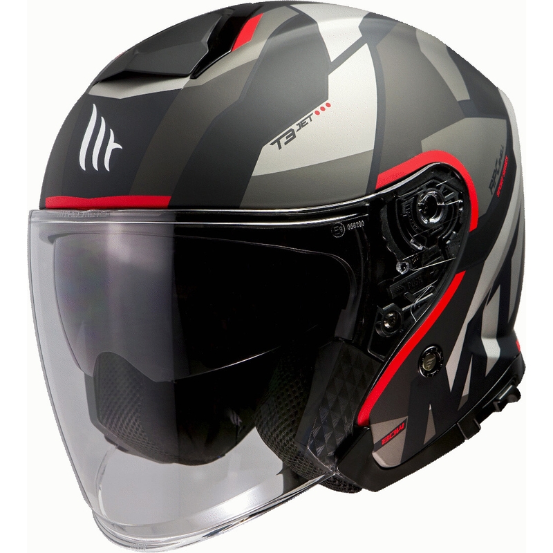 Otwarty kask motocyklowy MT Thunder 3 SV Bow czarno-szaro-czerwony