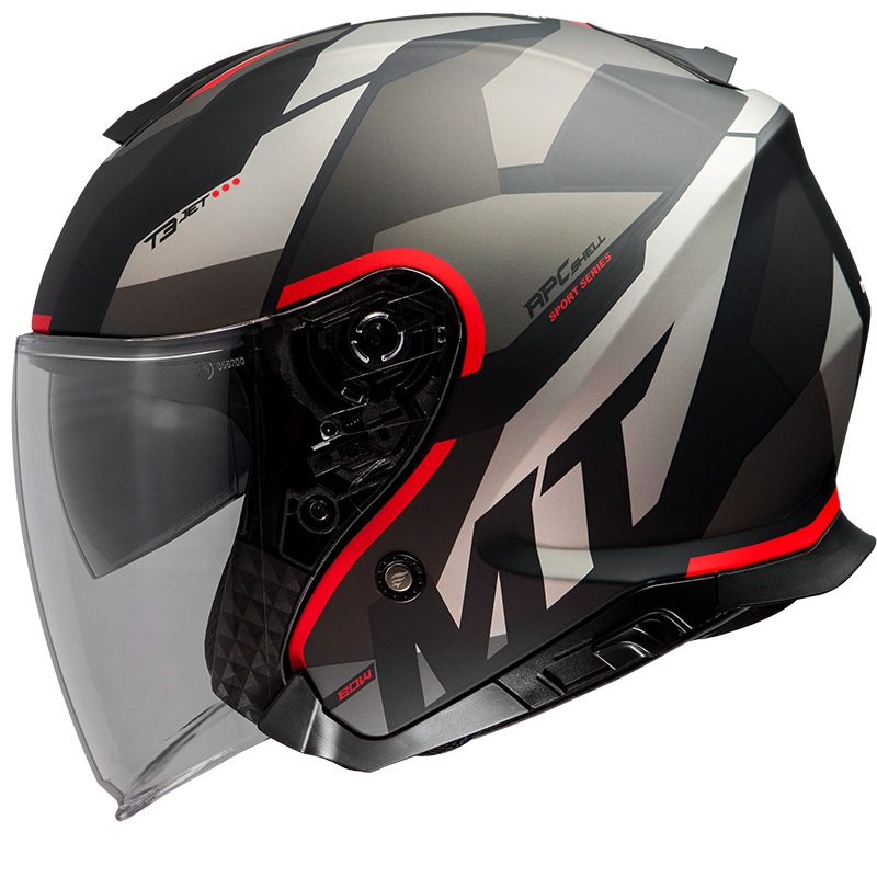 Otwarty kask motocyklowy MT Thunder 3 SV Bow czarno-szaro-czerwony