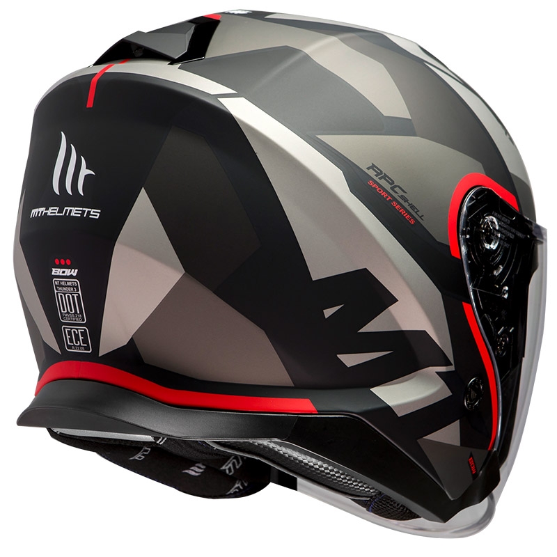 Otwarty kask motocyklowy MT Thunder 3 SV Bow czarno-szaro-czerwony