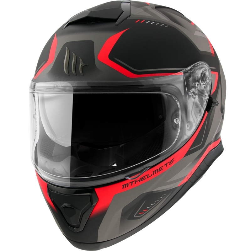 Integralny kask motocyklowy MT Thunder 3 SV Turbine czarno-szaro-czerwony wyprzedaż