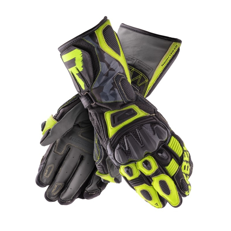 Rękawice motocyklowe Rebelhorn Rebel czarno-camo-fluo żółte wyprzedaż