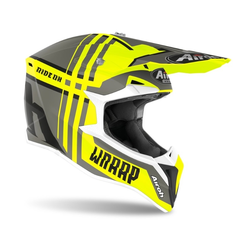 Motocrossowy kask Airoh Wraap Broken żółto-szary