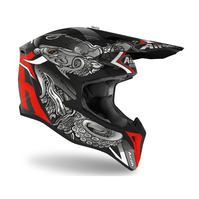 Motocrossowy kask Airoh Wraap Octopus czarno-czerwony