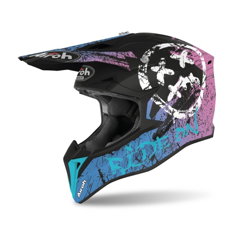 Motocrossowy kask Airoh Wraap Smile niebiesko-fioletowy