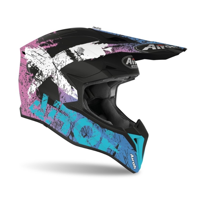Motocrossowy kask Airoh Wraap Smile niebiesko-fioletowy