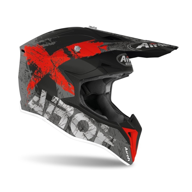 Motocrossowy kask Airoh Wraap Smile szaro-czerwony