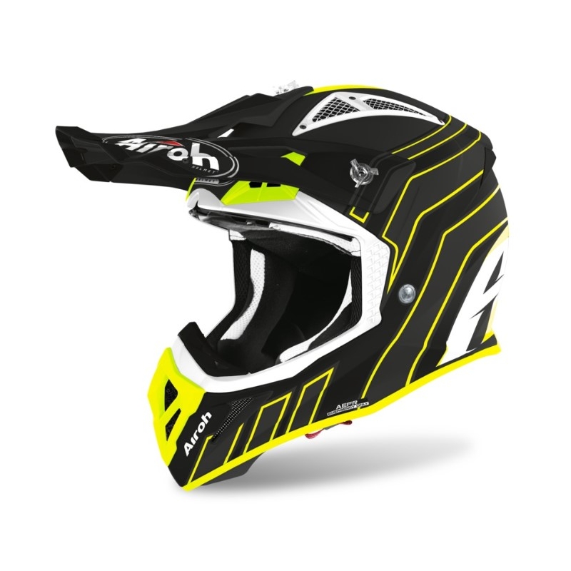 Motocrossowy kask Airoh Aviator Ace Art czarno-fluo żółty