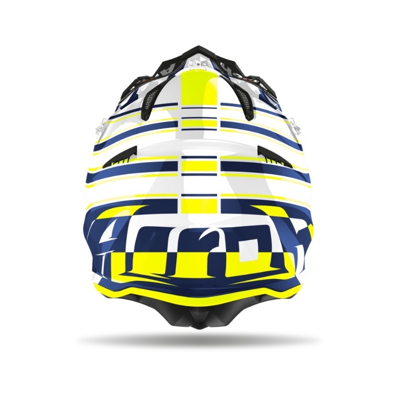 Motocrossowy kask Airoh Aviator Ace Art niebiesko-biało-fluo żółty 2021