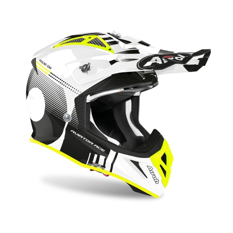 Motocrossowy kask Airoh Aviator Ace Nemesi biało-czarno-fluo żółty wyprzedaż