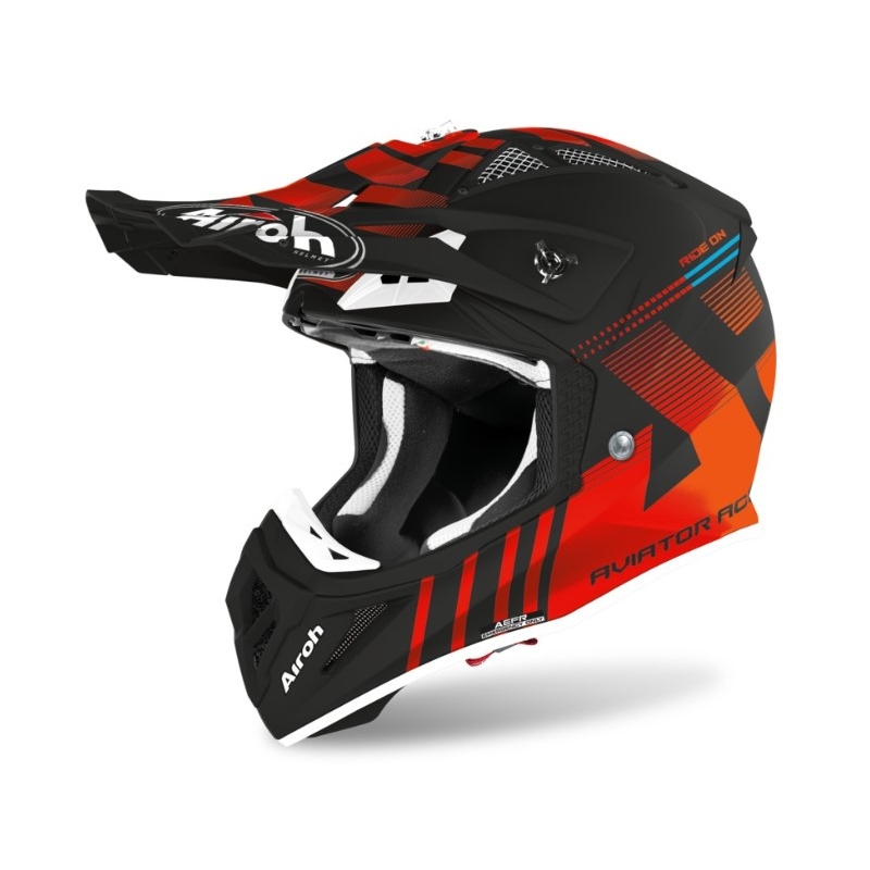 Motocrossowy kask Airoh Aviator Ace Nemesi czarno-pomarańczowy wyprzedaż