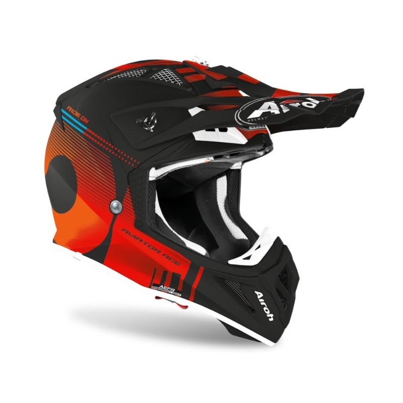 Motocrossowy kask Airoh Aviator Ace Nemesi czarno-pomarańczowy wyprzedaż