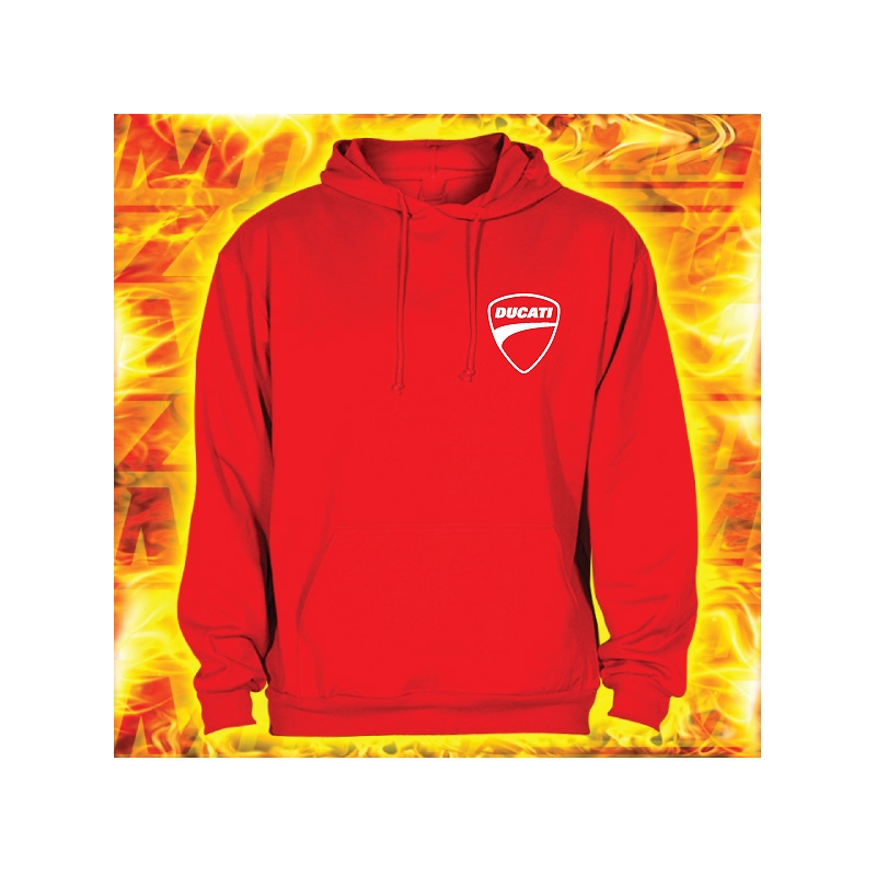 Bluza z motywem Ducati 2 czerwona z kapturem wyprzedaż