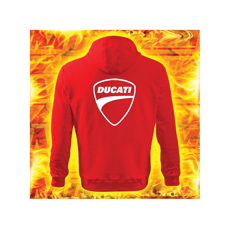Bluza z motywem Ducati 2 czerwona z kapturem wyprzedaż