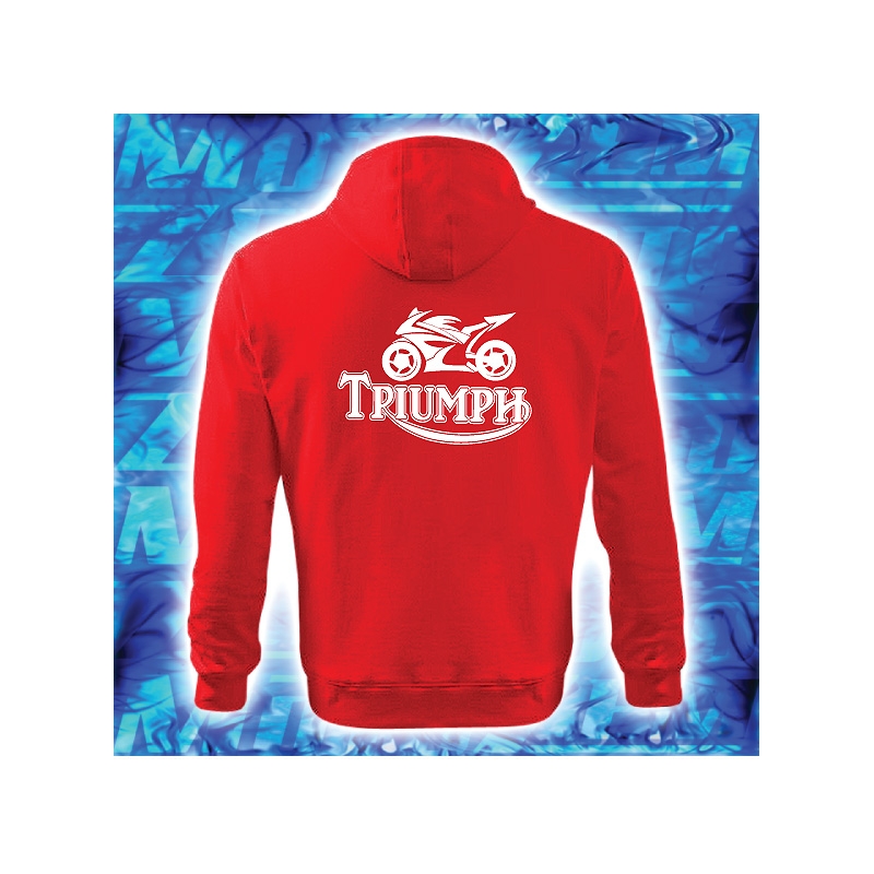 Bluza z motywem Triumph czerwona z kapturem wyprzedaż