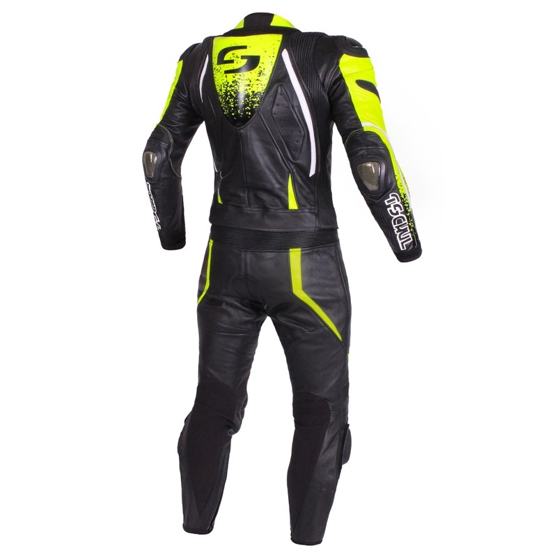 Skórzane spodnie motocyklowe Tschul 585 czarno-fluo żółte wyprzedaż