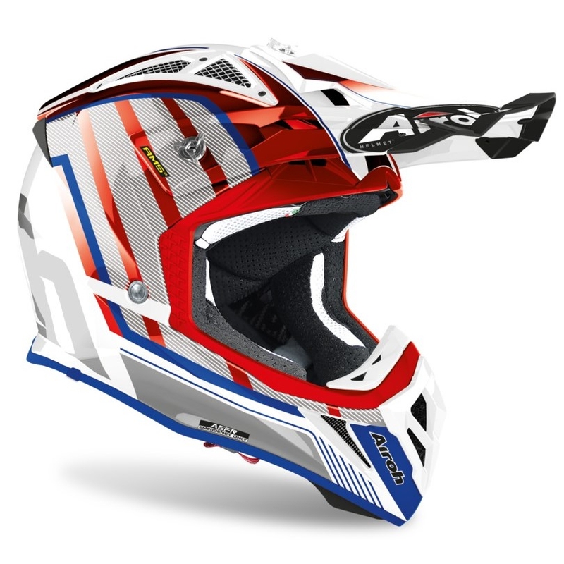 Motocrossowy kask Airoh Aviator Glow 2.3 AMS2 czerwono-niebiesko-szary