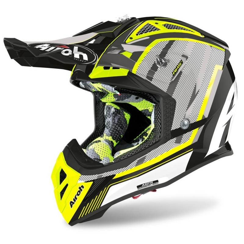 Motocrossowy kask Airoh Aviator Glow 2.3 AMS2 żółto-czarno-szary
