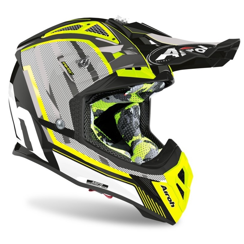 Motocrossowy kask Airoh Aviator Glow 2.3 AMS2 żółto-czarno-szary