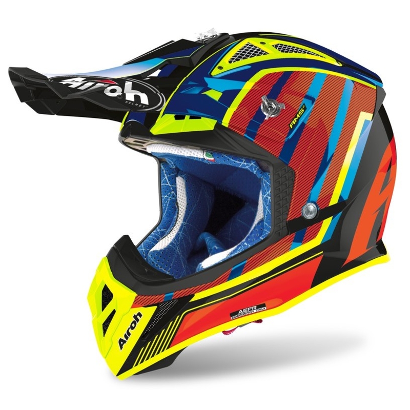 Motocrossowy kask Airoh Aviator Glow 2.3 AMS2 żółto-czerwono-pomarańczowy