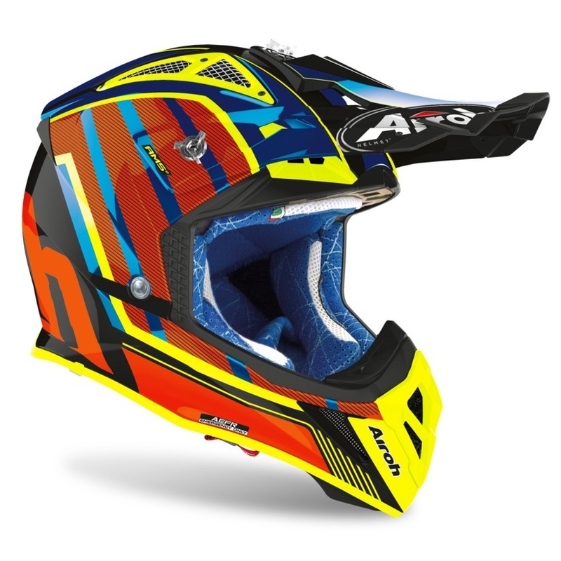 Motocrossowy kask Airoh Aviator Glow 2.3 AMS2 żółto-czerwono-pomarańczowy