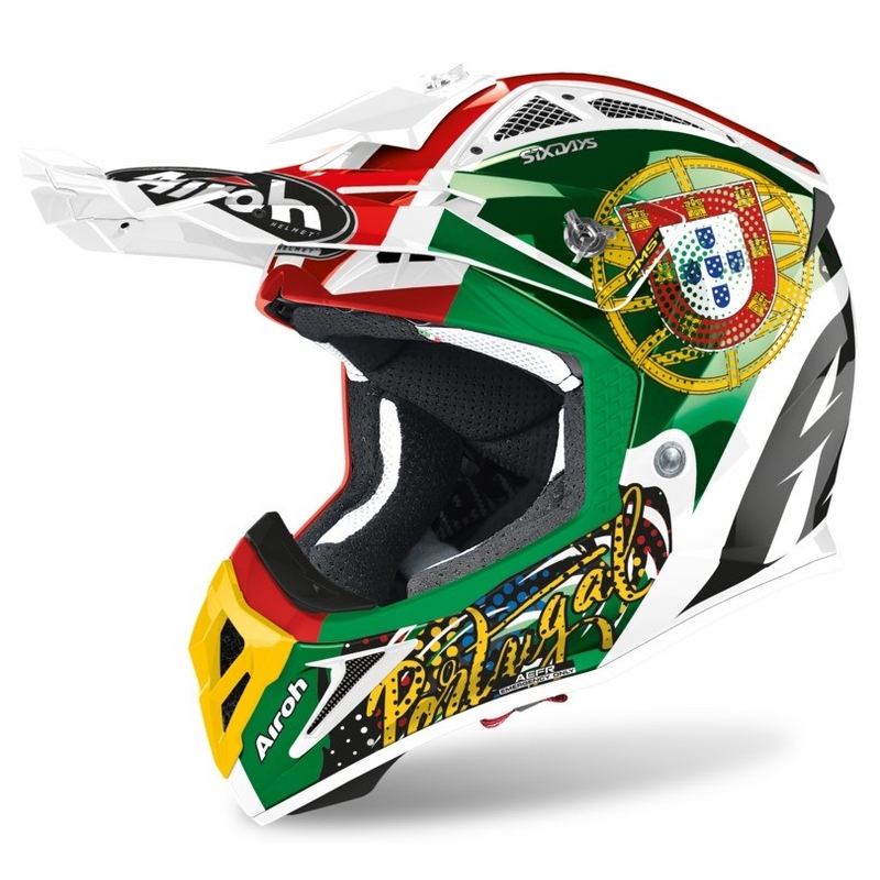 Motocrossowy kask Airoh Aviator Six Days 2019 Portugal 2.3 AMSS czerwono-zielono-złoty