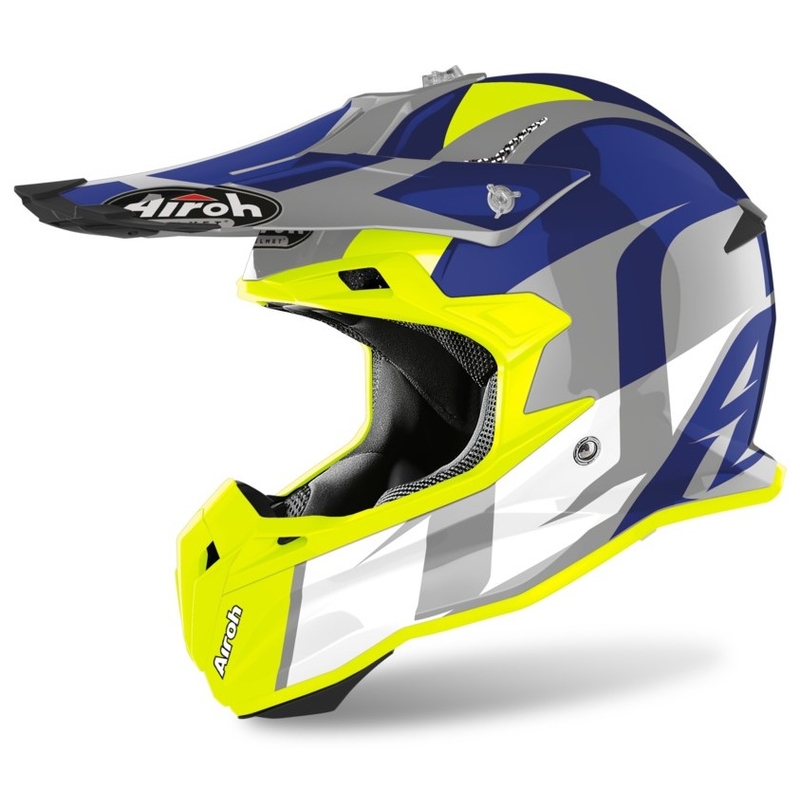 Motocrossowy kask Airoh Terminator Shoot niebiesko-fluo żółty