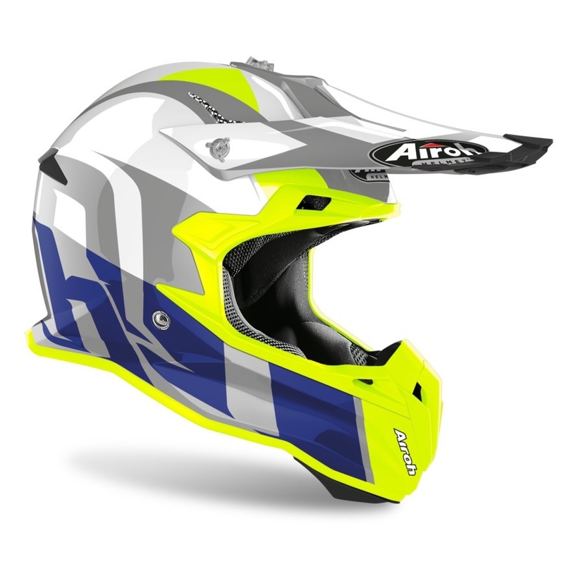 Motocrossowy kask Airoh Terminator Shoot niebiesko-fluo żółty
