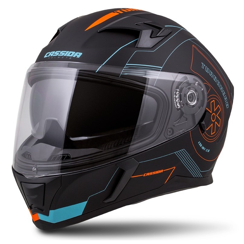 Integralny kask motocyklowy Cassida Integral 3.0 Turbohead czarno-pomarańczowo-niebieski wyprzedaż
