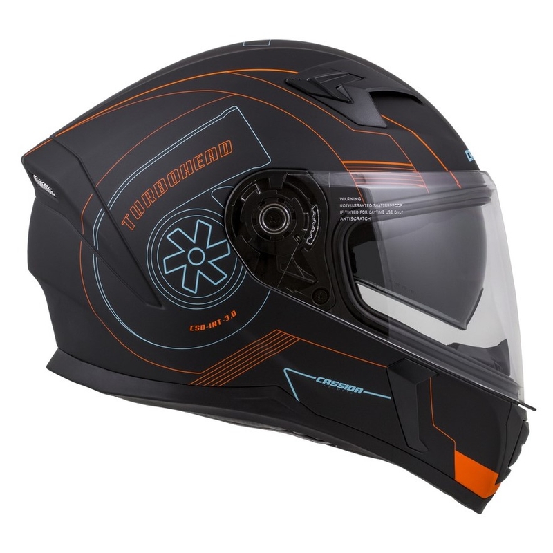 Integralny kask motocyklowy Cassida Integral 3.0 Turbohead czarno-pomarańczowo-niebieski wyprzedaż