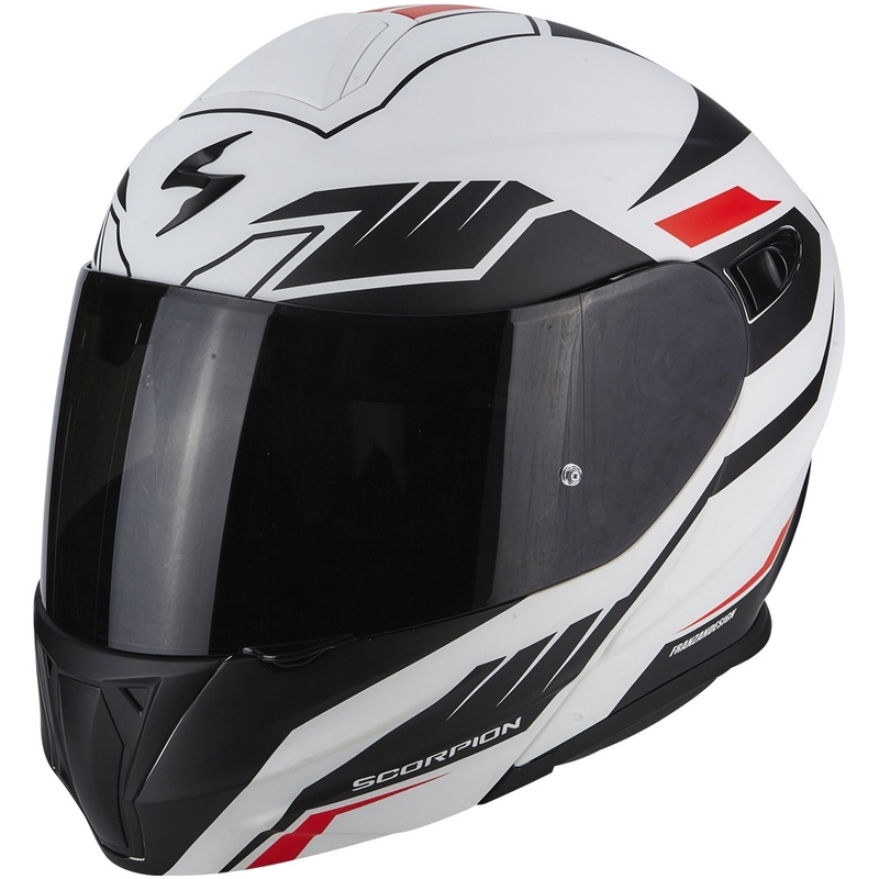 Szczękowy kask motocyklowy Scorpion EXO-920 Shuttle czarno-biało-czerwony wyprzedaż